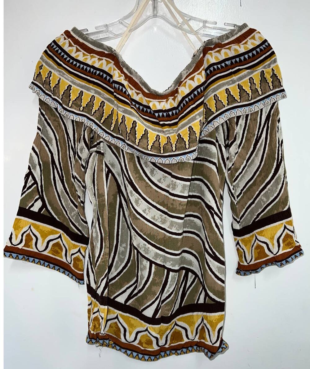 Chico's Tribal Print Off the Shoulder Top size 1 M/8